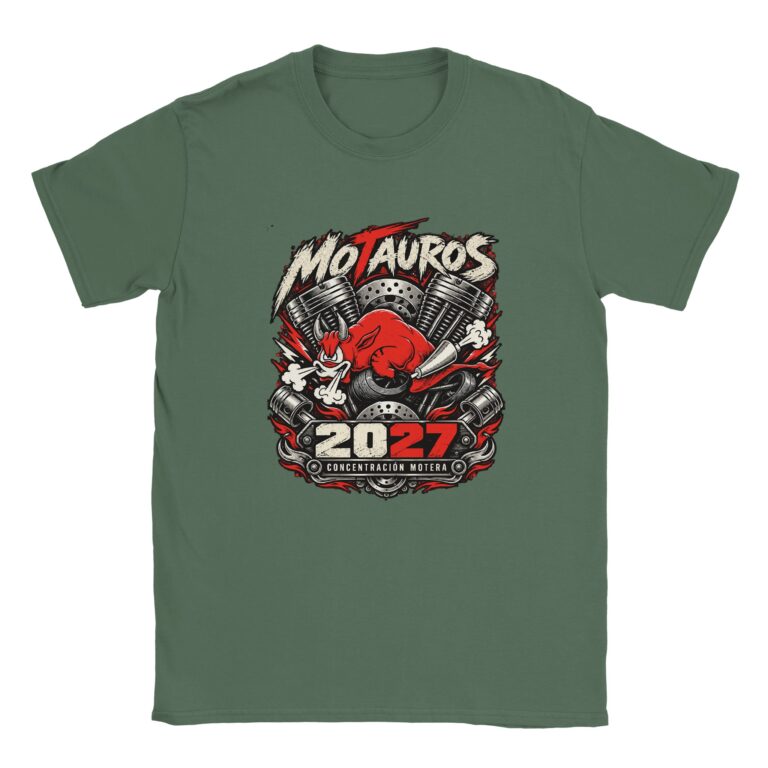 Camiseta Motauros Motor · 2027 Verde militar · Estampado en Delante
