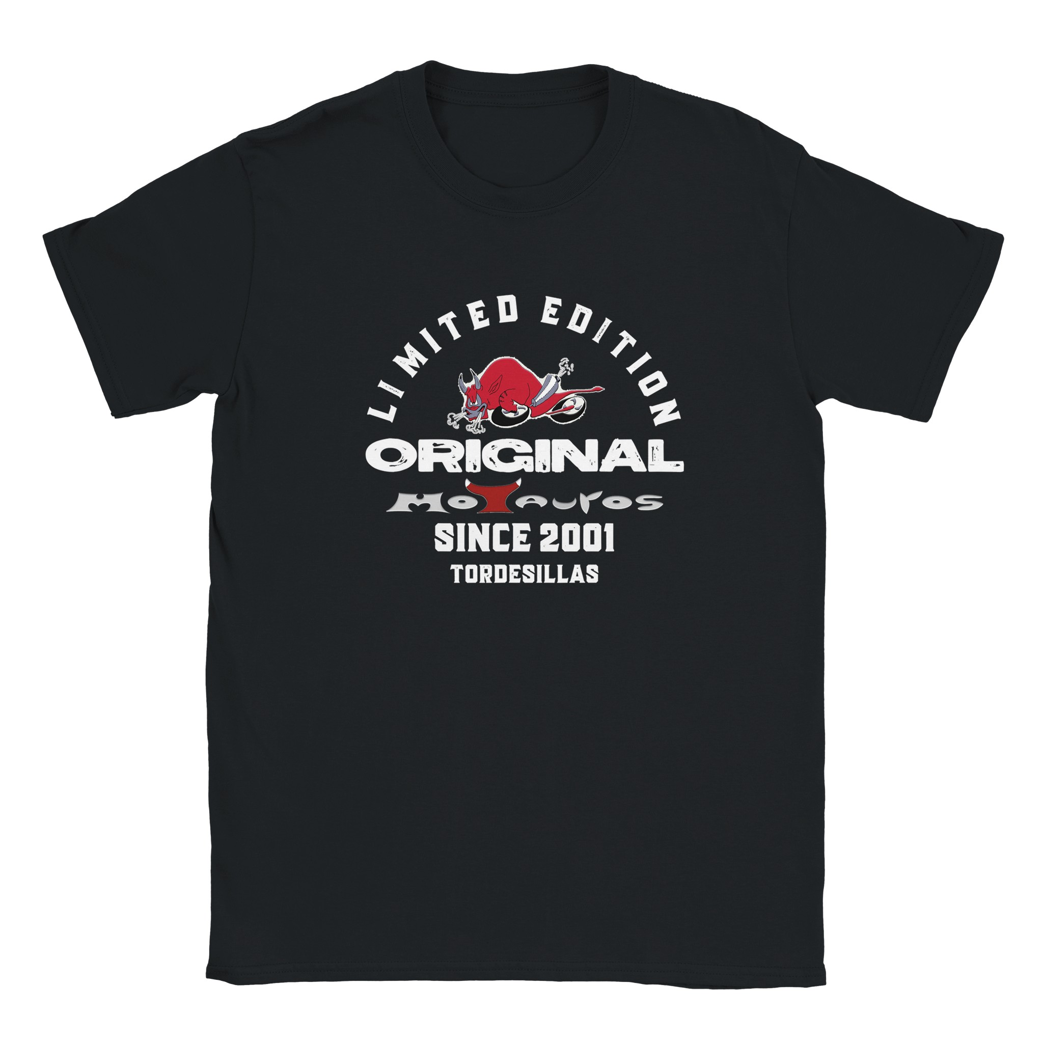 Camiseta Motauros Original oficial · negra con letras claras · frontal