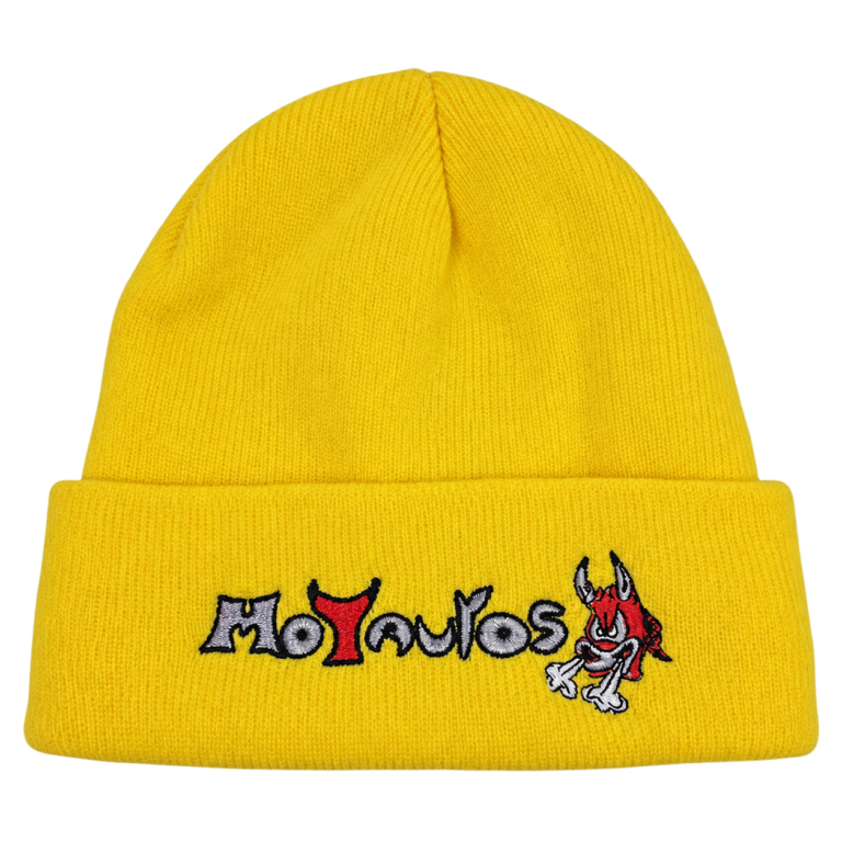 Gorro de punto bordado · Amarillo